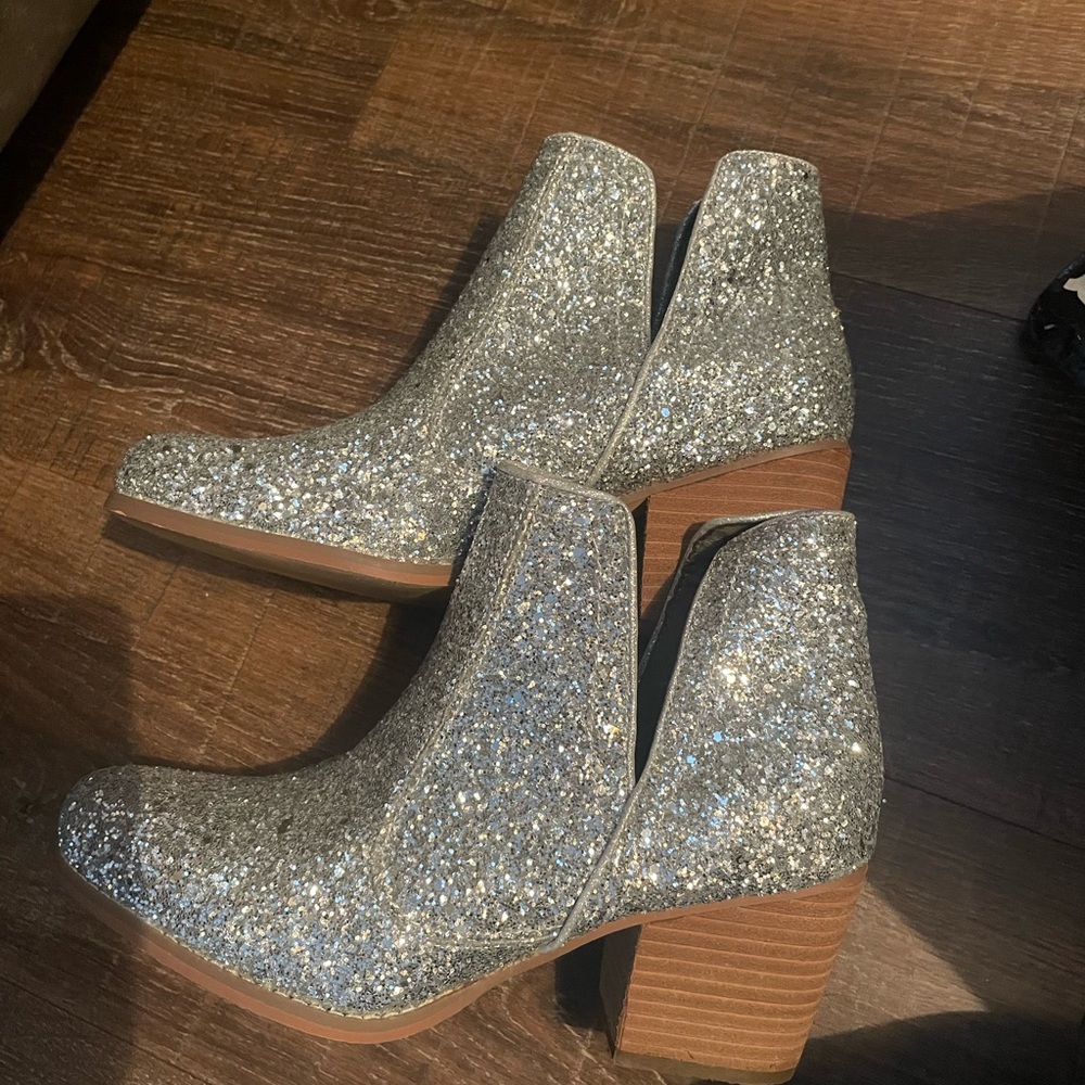Silver Glitter Women's Ankle Boots